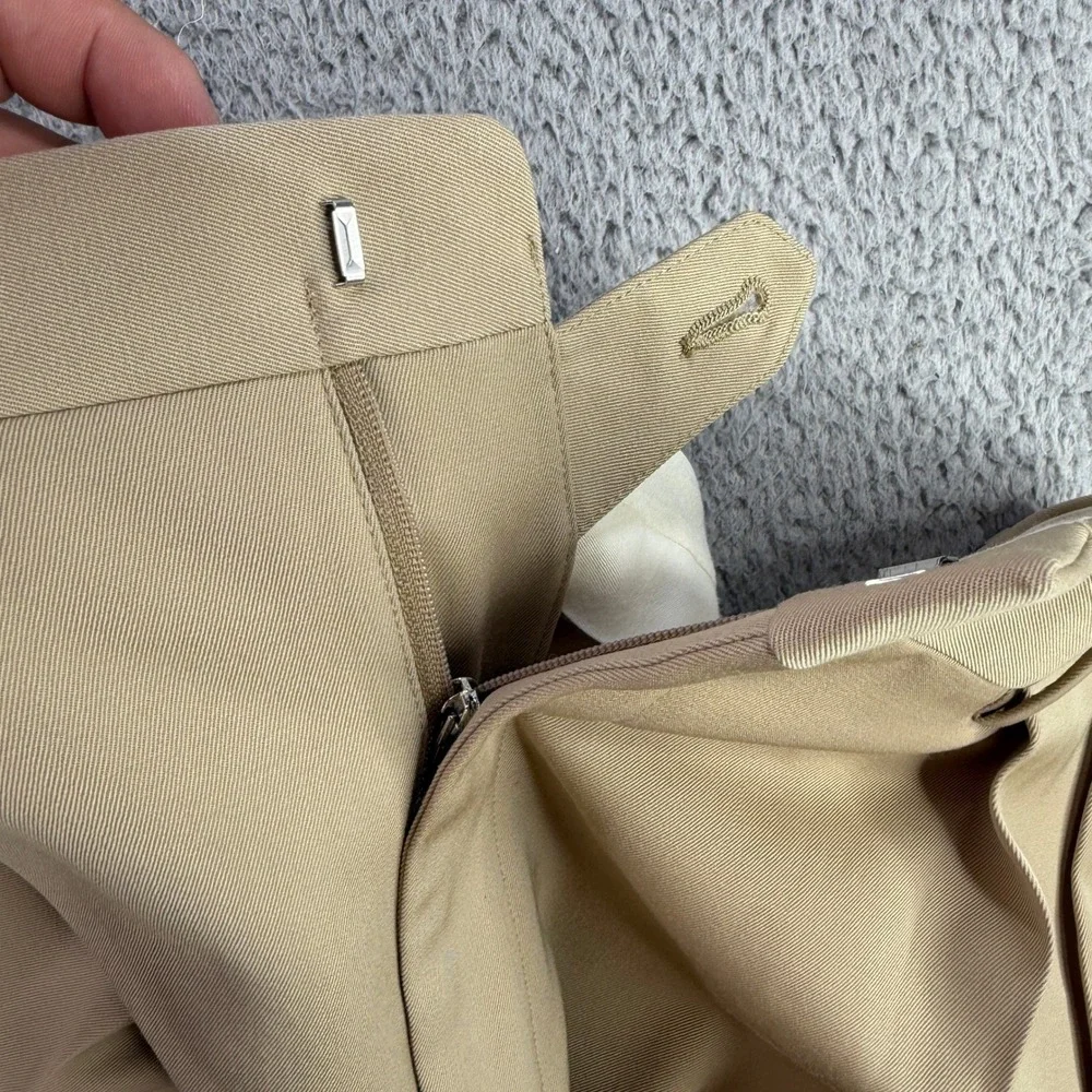 Polo Ralph Lauren Dress Pants Mens 34x28 Tan Pleated Virgin Wool Made in Italy